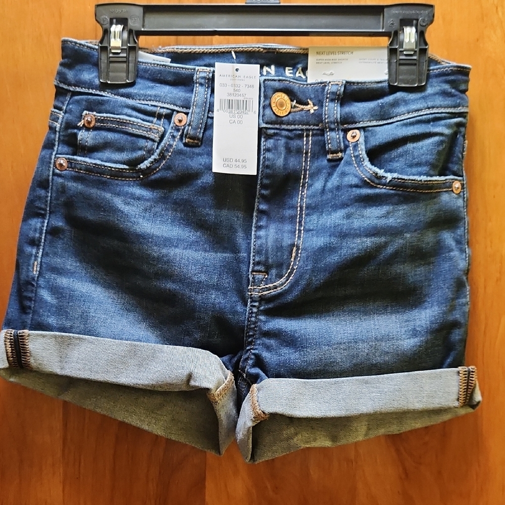 American Eagle Outfitters Blue Jean Shorts with Rolled Cuffs